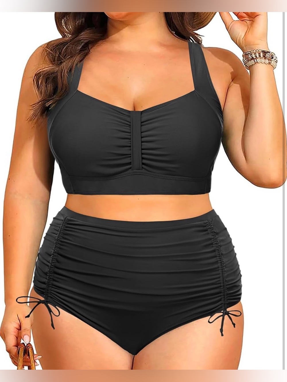 Daci Women Plus Size High Waisted Bikini Set - Two Piece Swimsuits Tummy Control